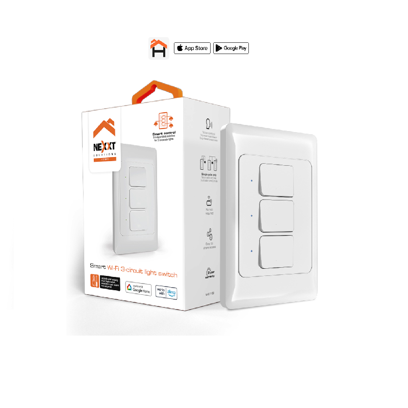 INTERRUPTOR DE 3 CIRCUITOS INTELIGENTE CON CONEXIÓN WI-FI - NHE-T100