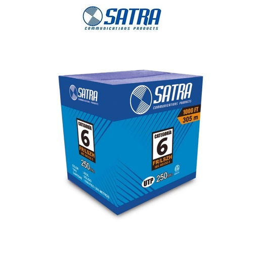 CABLE CAT 6 UTP-LSZH-3-22 24AWG 305MT INTERIORES AZUL SATRA