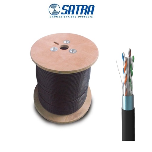 CABLE CAT6 F/UTP-PE 24AWG 305MT EXTERIORES NEGRO SATRA
