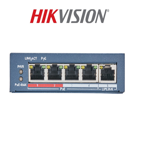 SWITCH 4 PUERTOS POE 1 UPLINK - 12VDC/220V DS-3E0105P-E/M