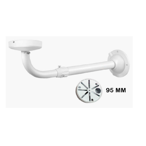 SOPORTE DE ALUMINIO DE 60 CM A 120 CM CUR-VO CON CAJA DE PASO REDONDA SP-60-1.2M-C/P